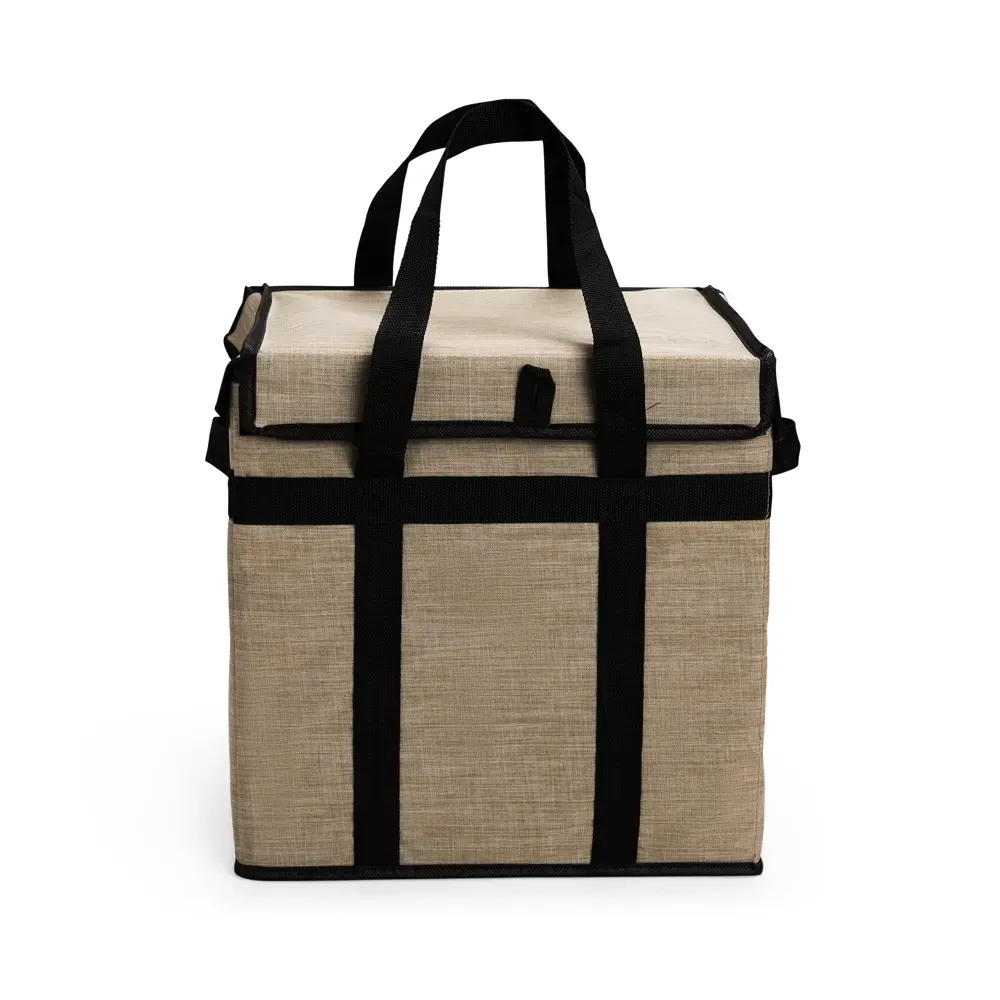 Bolsa Térmica de Oxford 35L com Armação Interna em PVC Personalizada, cor bege