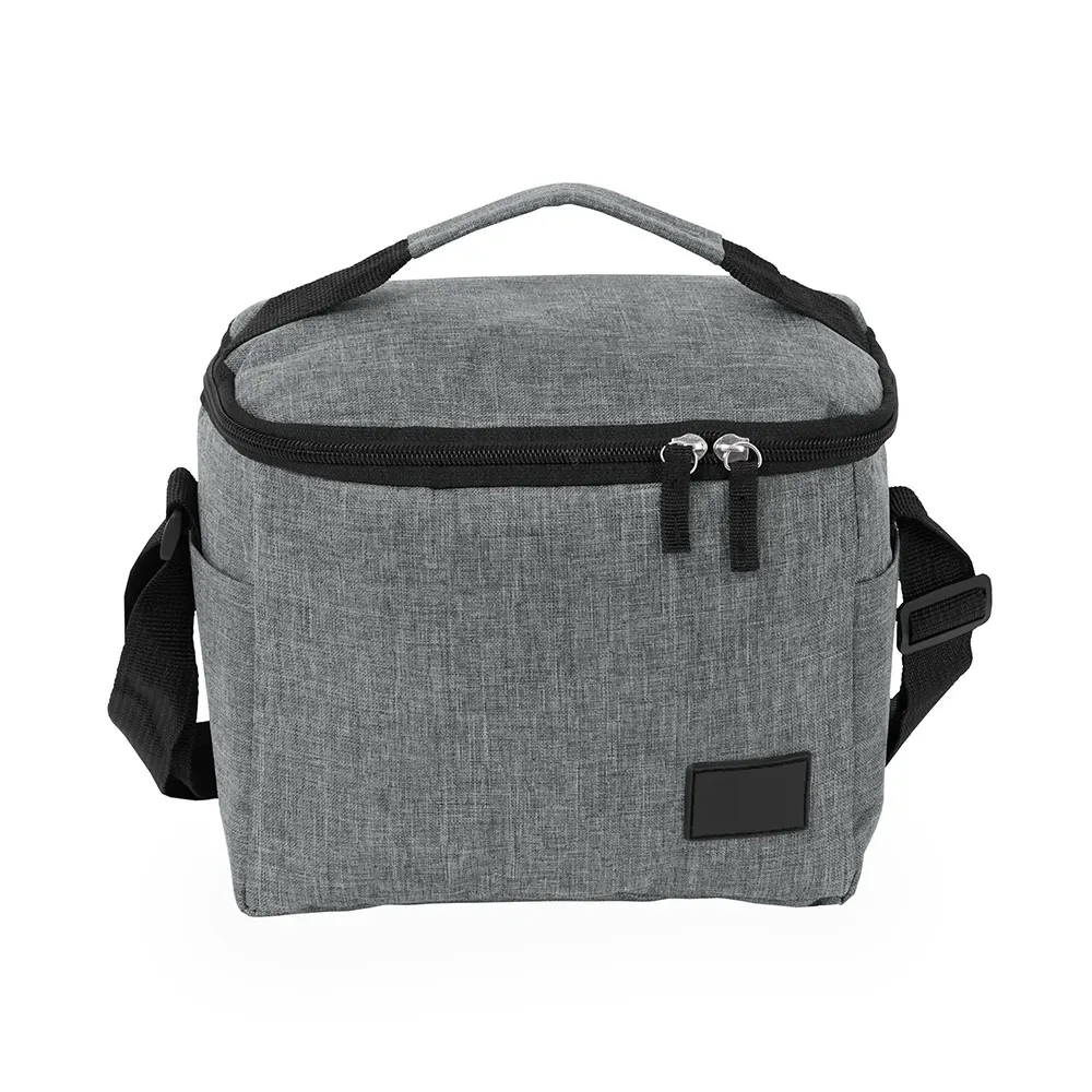 Bolsa Térmica de Oxford 6L com Plaquinha em Plástico Personalizada, cor cinza