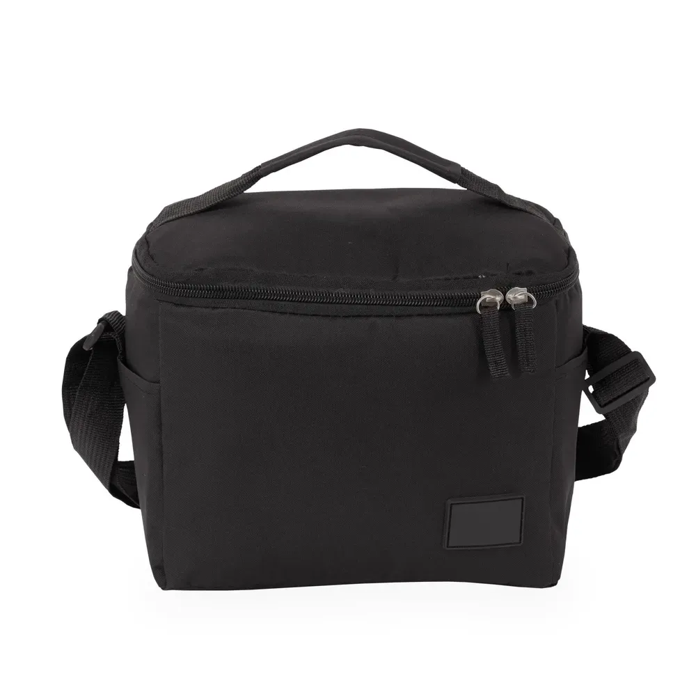 Bolsa Térmica de Oxford 6L com Plaquinha em Plástico Personalizada, cor preto