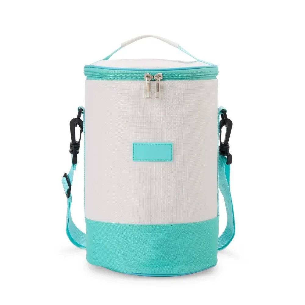 Bolsa Térmica de Oxford 8L Cilíndrica com Revestimento em Alumínio Personalizada, cor verde claro