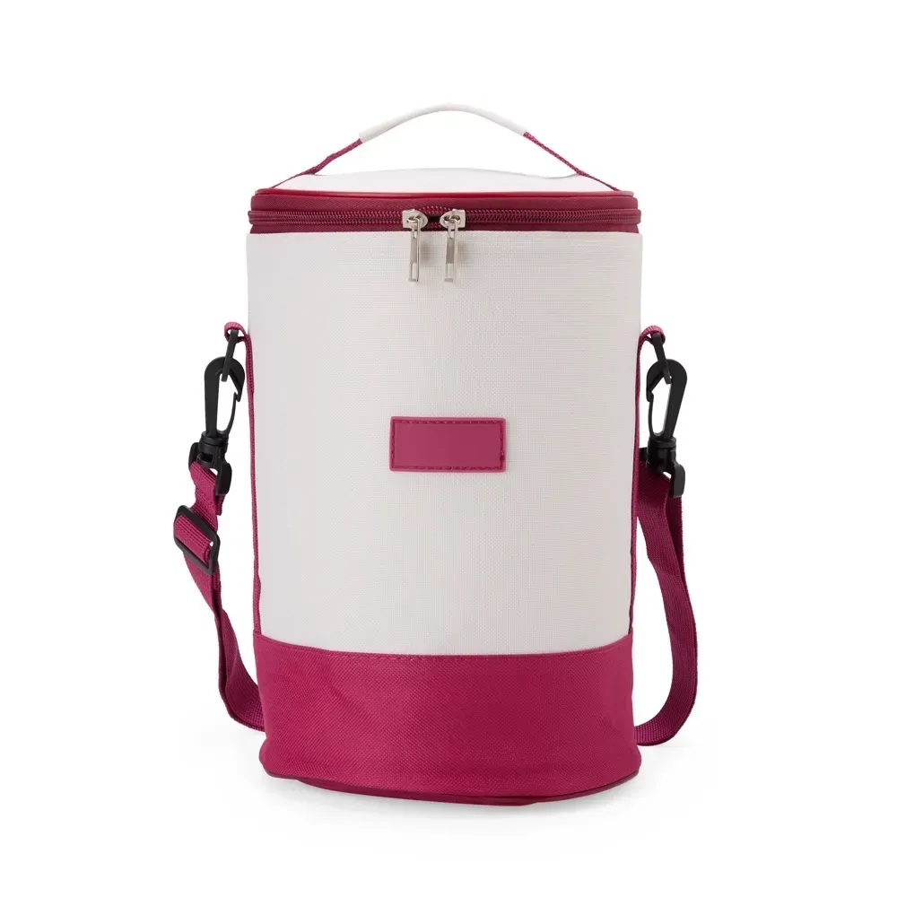 Bolsa Térmica de Oxford 8L Cilíndrica com Revestimento em Alumínio Personalizada, cor vermelho