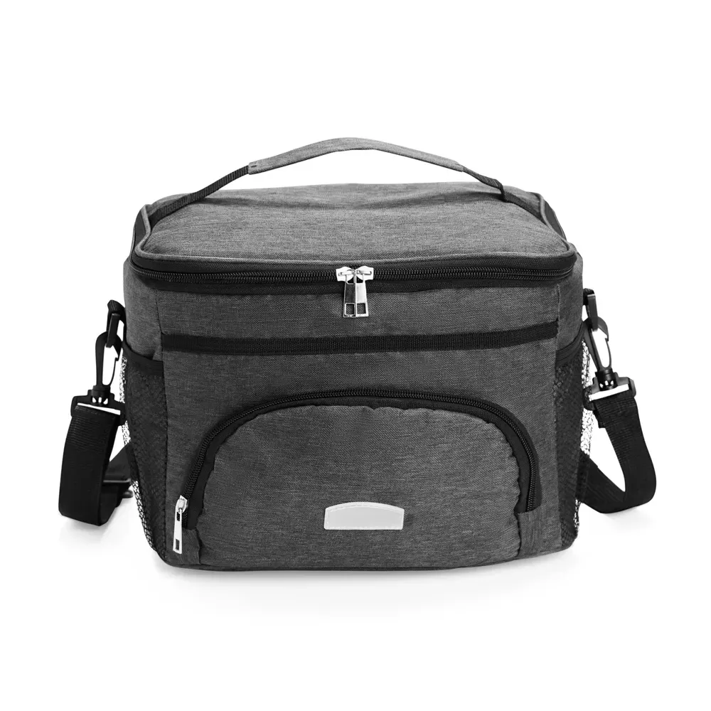 Bolsa Térmica de Poliéster 10L com Revestimento em PVC Laminado Personalizada, cor cinza
