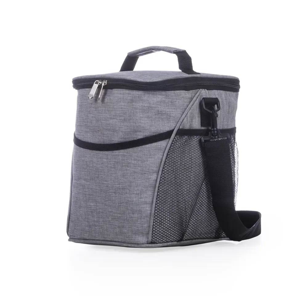 Bolsa térmica personalizada de poliéster 12 litros, cor cinza