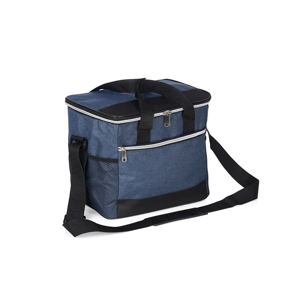 Bolsa Térmica de Poliéster 15L com Alça Transversal com Apoio para Ombro Personalizada, cor azul