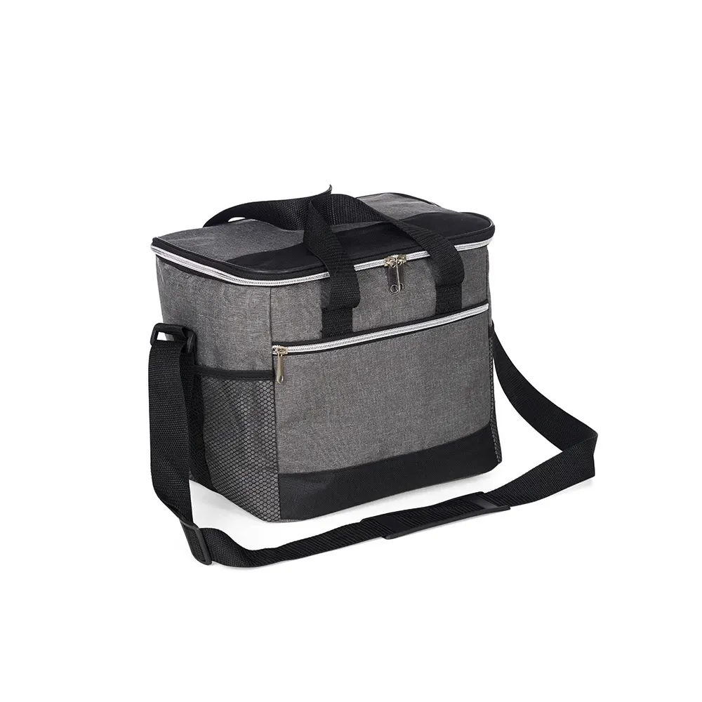 Bolsa Térmica de Poliéster 15L com Alça Transversal com Apoio para Ombro Personalizada, cor cinza