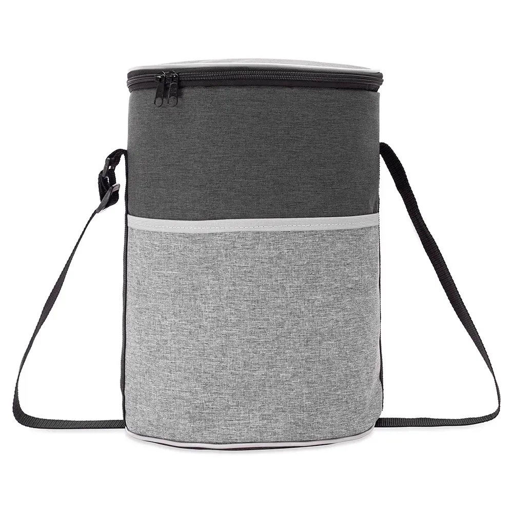 Bolsa térmica personalizada de poliéster 16 litros, cor cinza