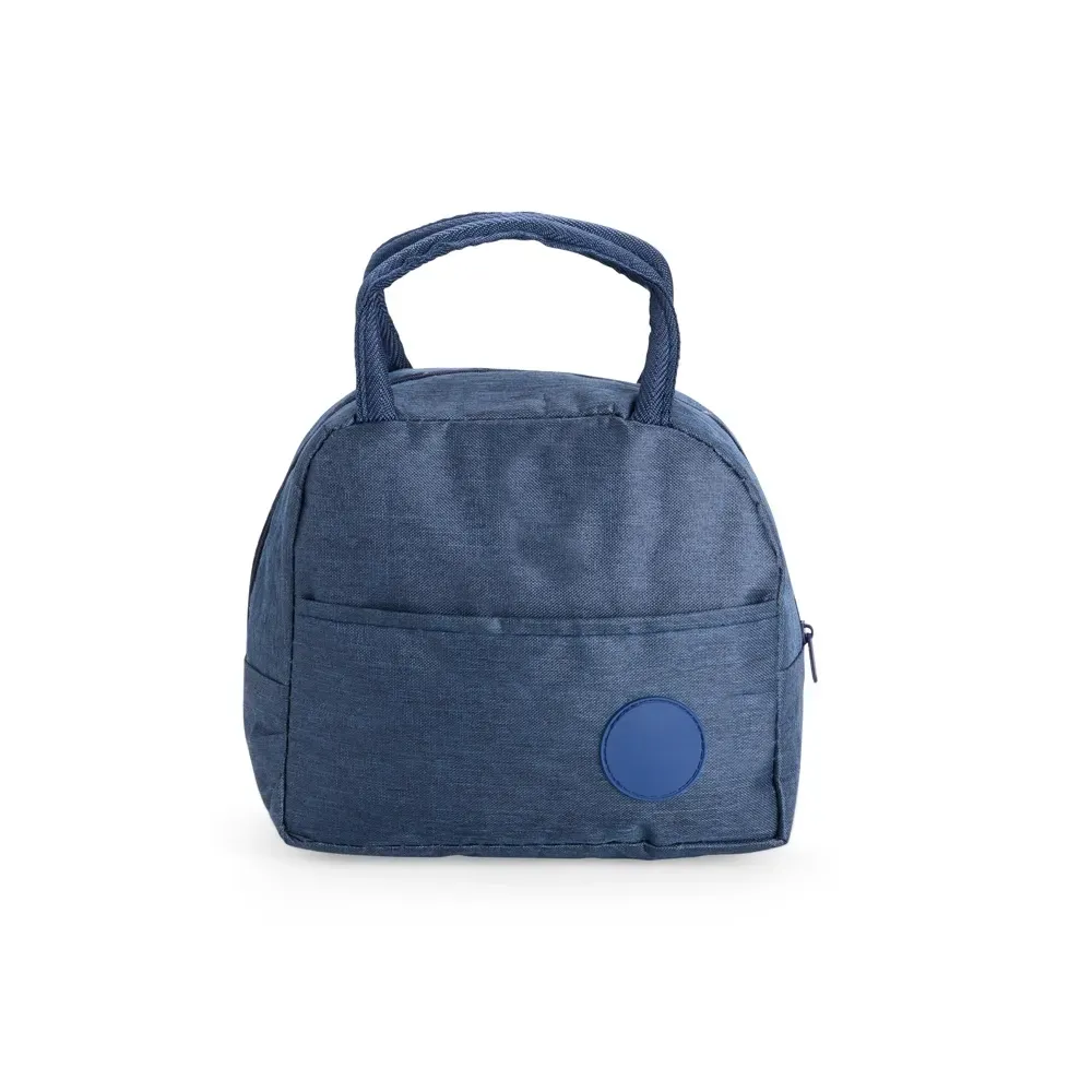 Bolsa Térmica de Poliéster 5L com Plaquinha Plástica Personalizada, cor azul escuro