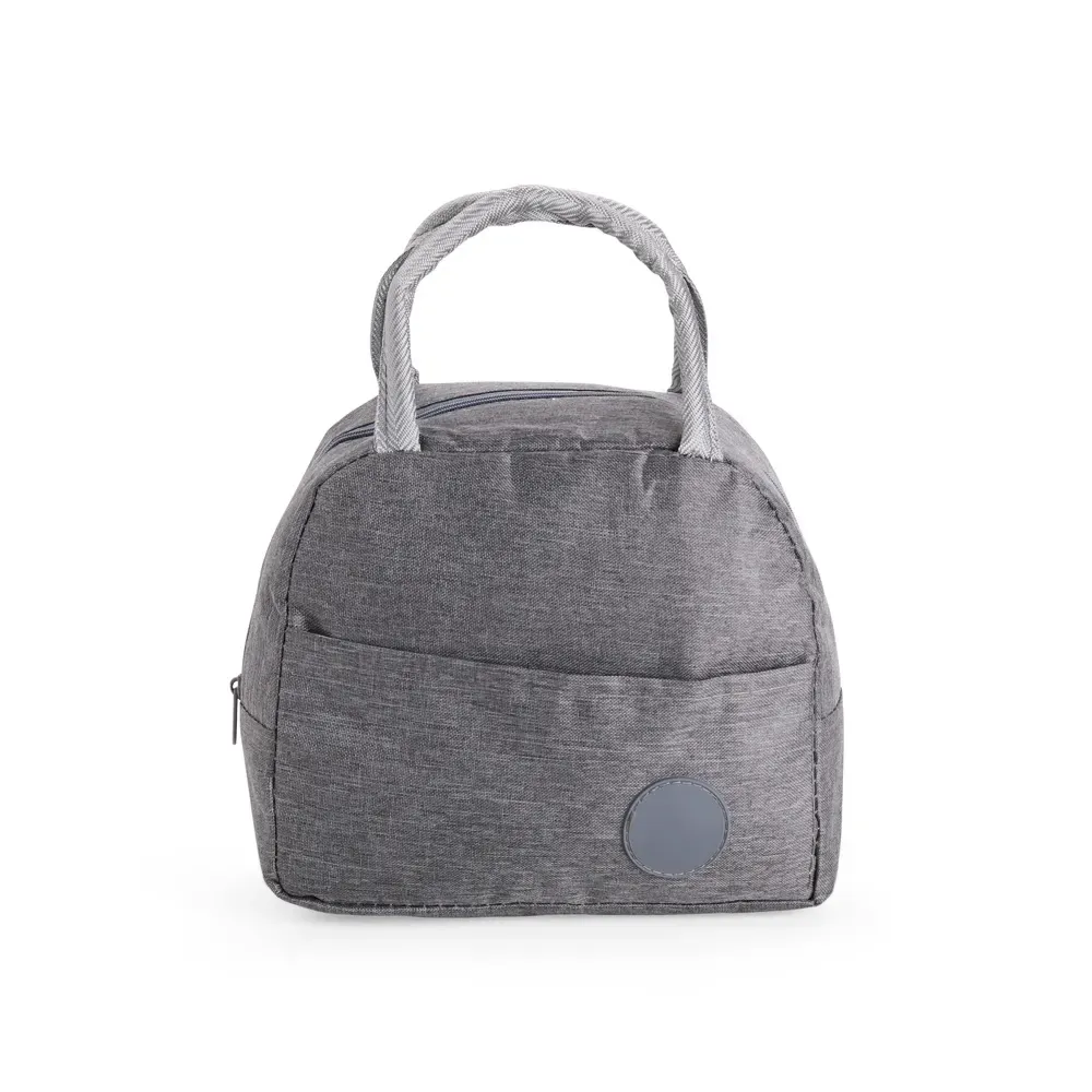 Bolsa Térmica de Poliéster 5L com Plaquinha Plástica Personalizada, cor cinza
