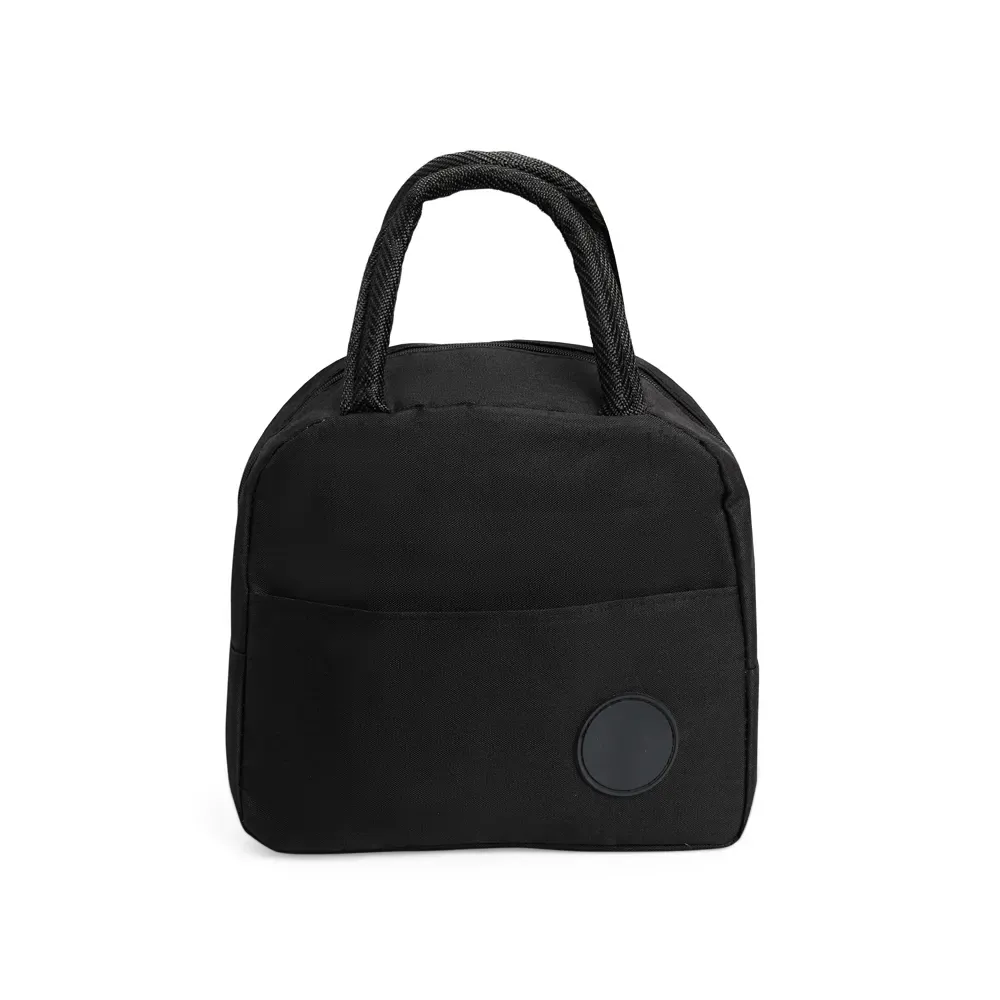 Bolsa Térmica de Poliéster 5L com Plaquinha Plástica Personalizada, cor preto