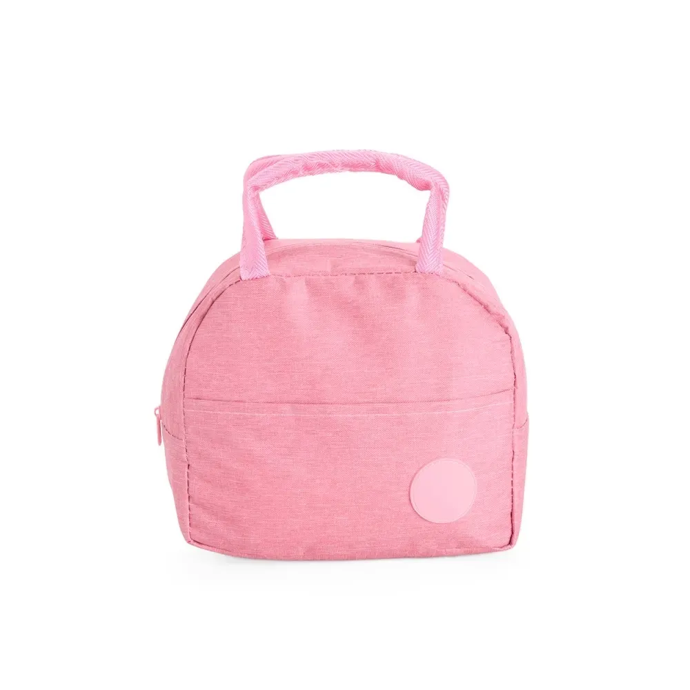 Bolsa Térmica de Poliéster 5L com Plaquinha Plástica Personalizada, cor rosa claro