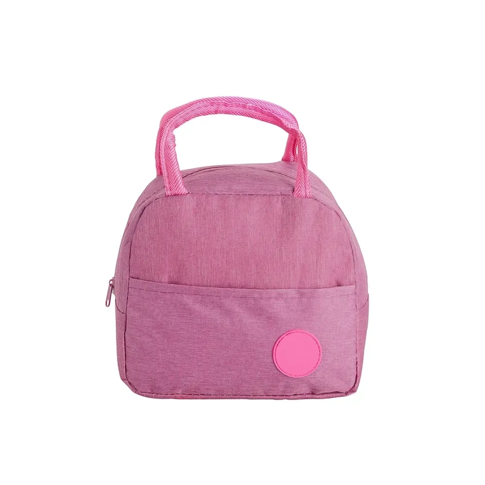 Bolsa Térmica de Poliéster 5L com Plaquinha Plástica Personalizada, cor rosa escuro
