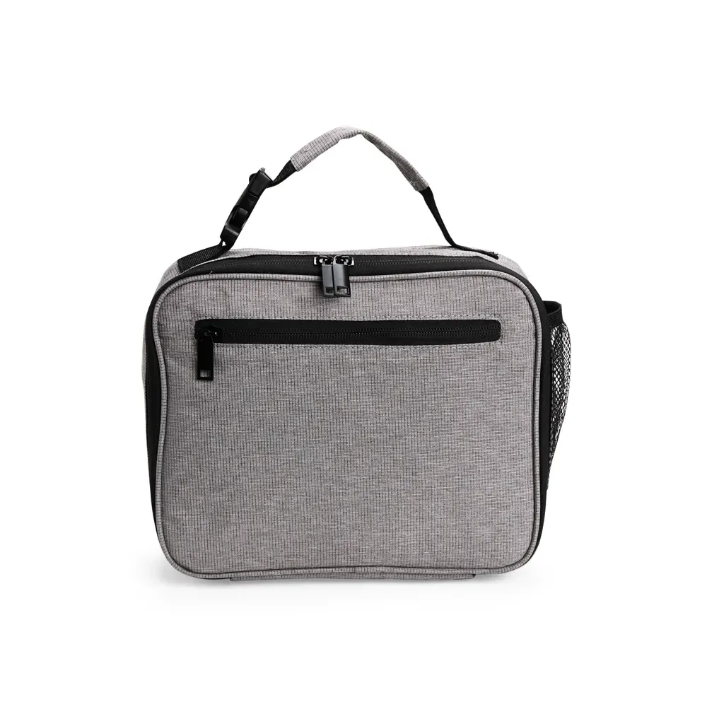 Bolsa Térmica de Poliéster 6L com Bolso Frontal Personalizada, cor cinza