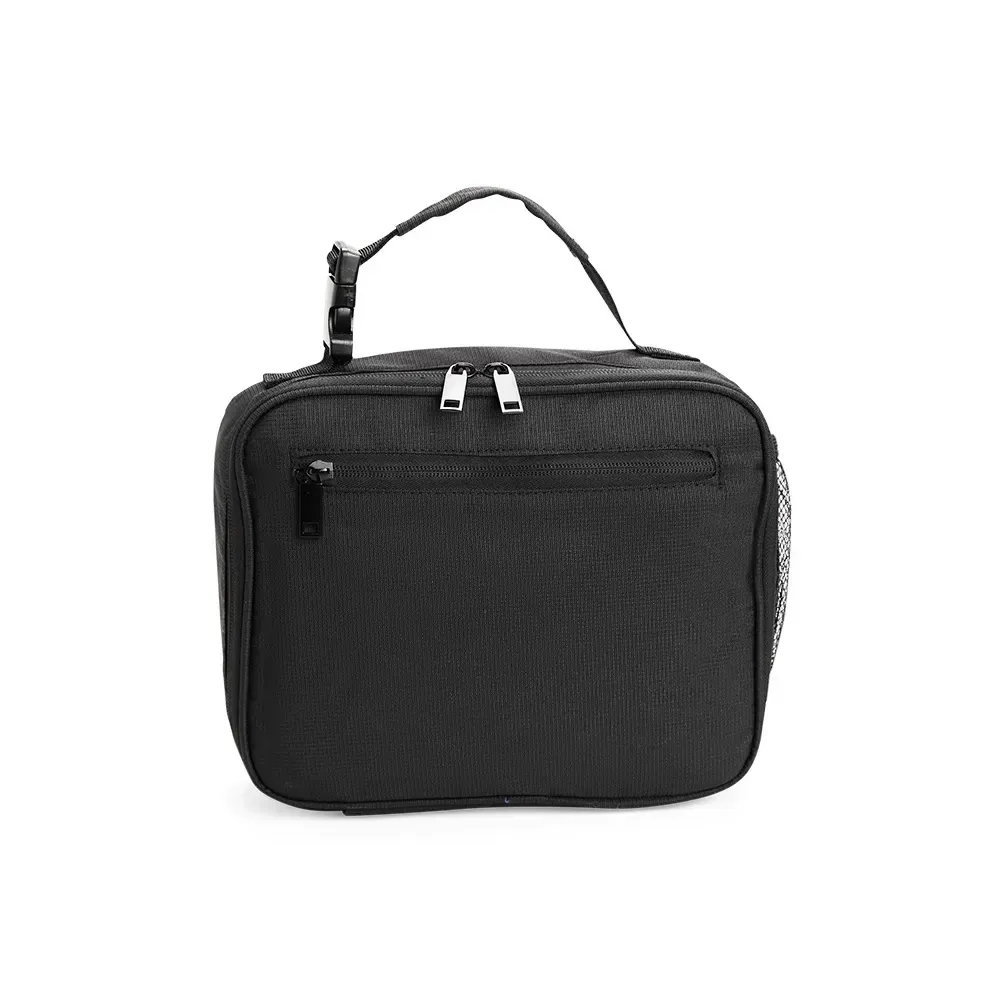 Bolsa Térmica de Poliéster 6L com Bolso Frontal Personalizada, cor preto