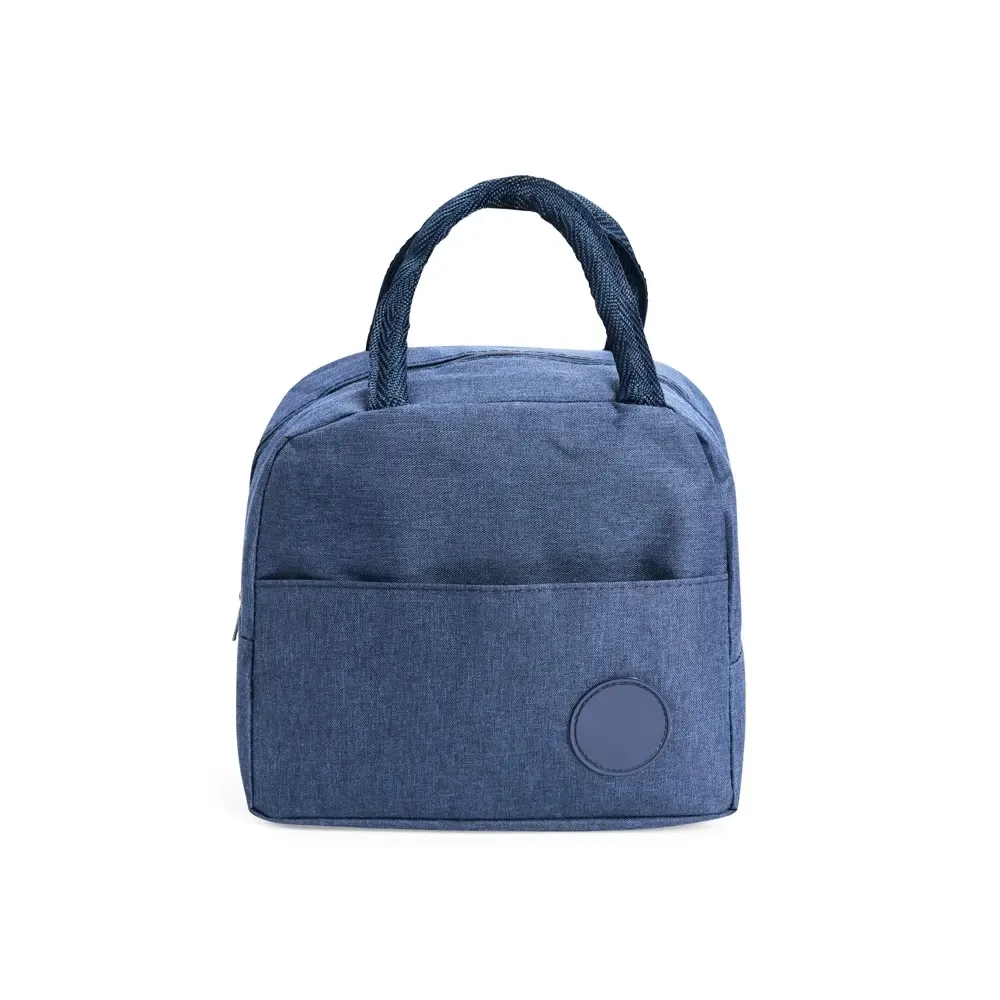Bolsa Térmica de Poliéster 6L com Plaquinha Plástica Personalizada, cor azul
