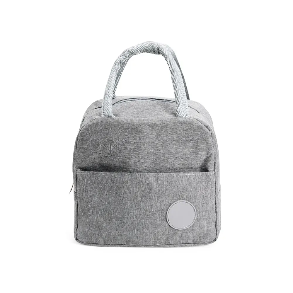 Bolsa Térmica de Poliéster 6L com Plaquinha Plástica Personalizada, cor cinza