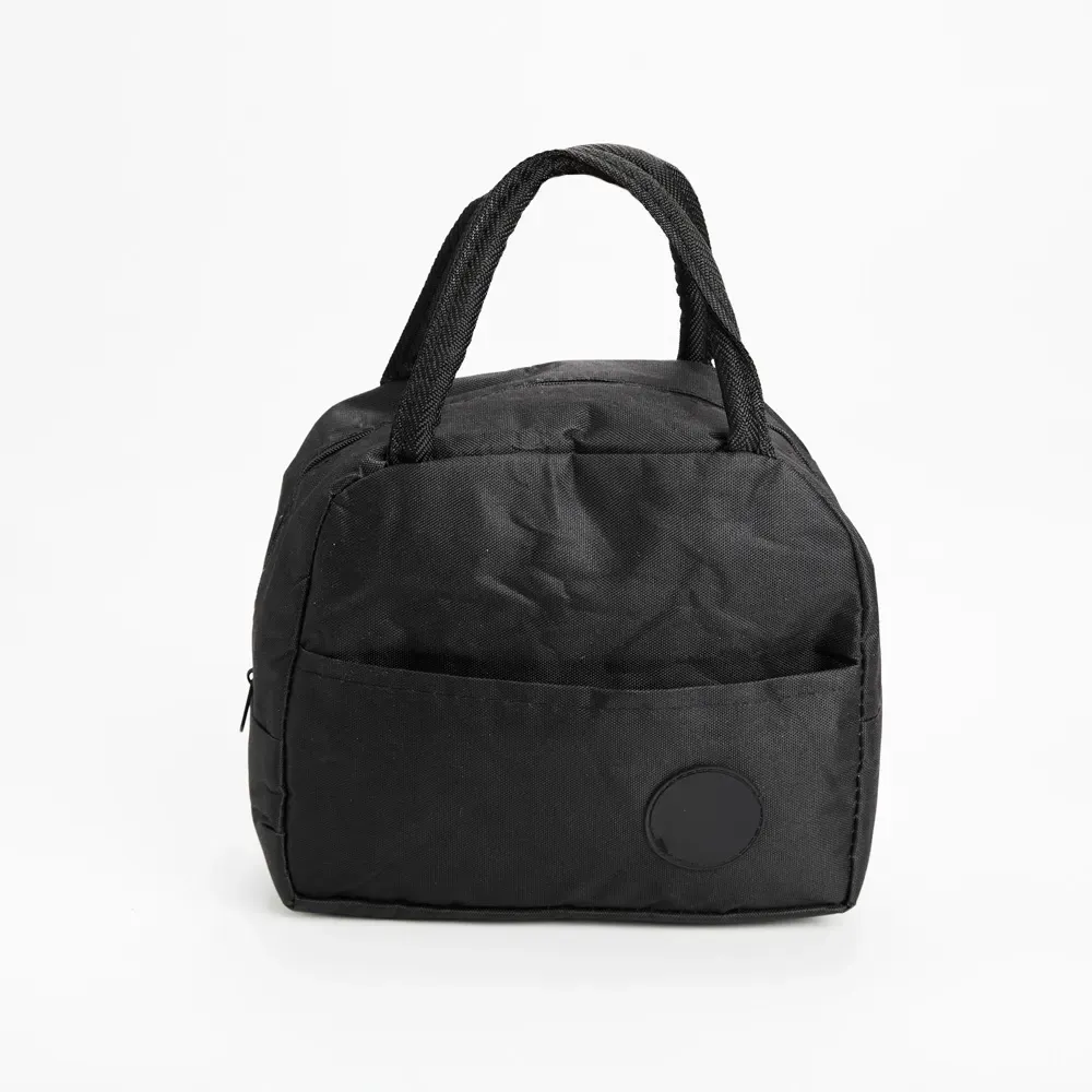 Bolsa Térmica de Poliéster 6L com Plaquinha Plástica Personalizada, cor preto