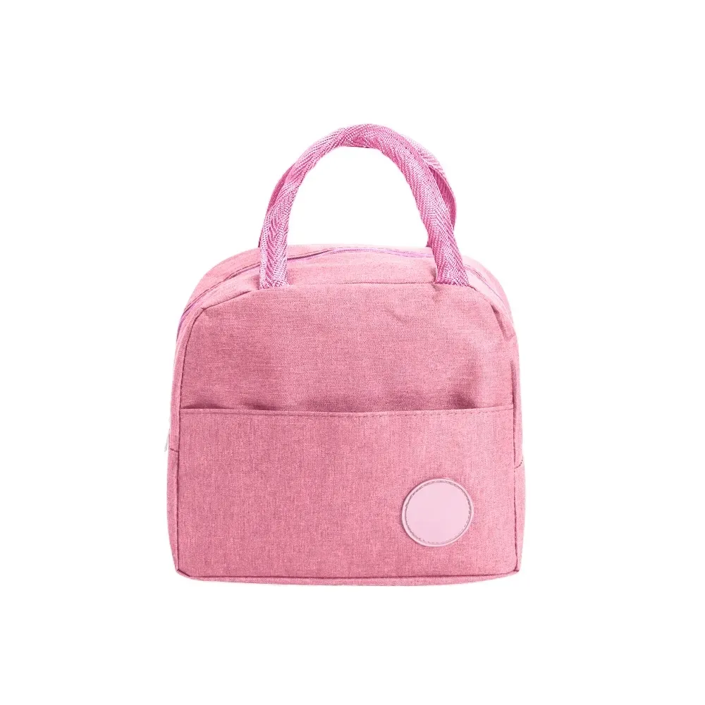 Bolsa Térmica de Poliéster 6L com Plaquinha Plástica Personalizada, cor rosa claro