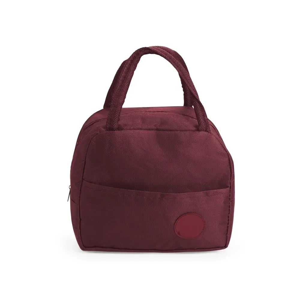 Bolsa Térmica de Poliéster 6L com Plaquinha Plástica Personalizada, cor vermelho