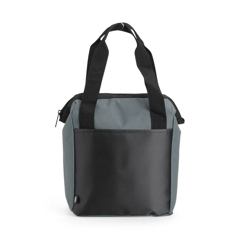 Bolsa Térmica de Poliéster 7L com Bolso em rPET Personalizada, cor preto