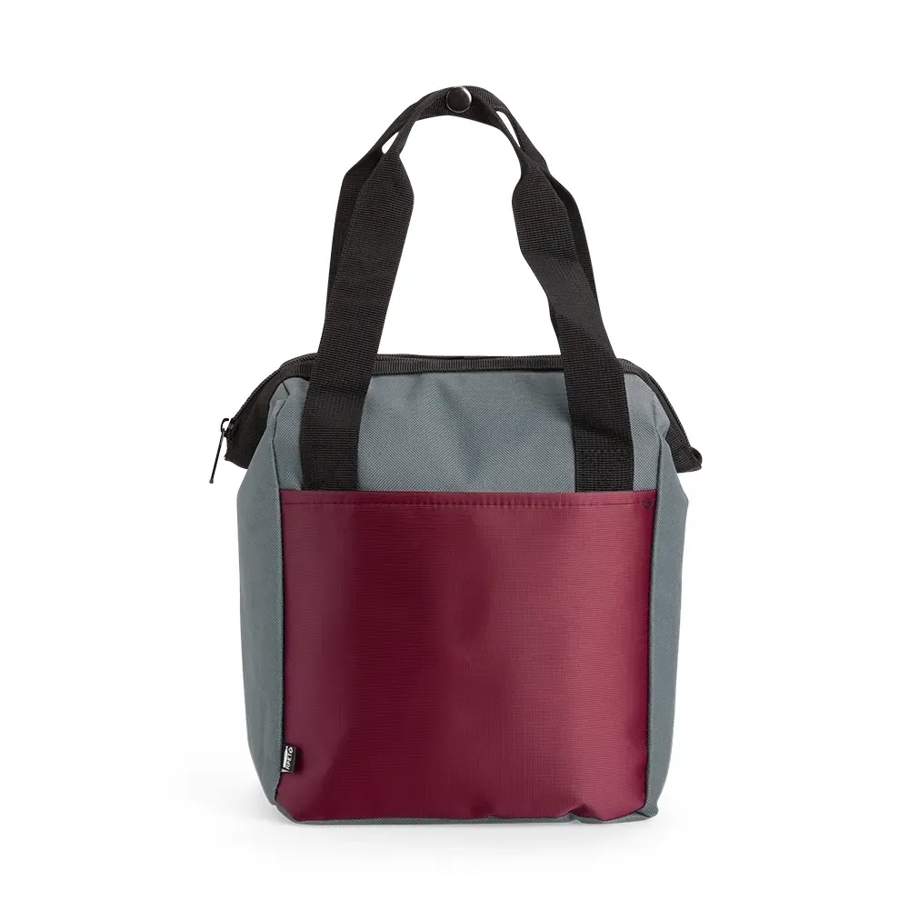 Bolsa Térmica de Poliéster 7L com Bolso em rPET Personalizada, cor vermelho