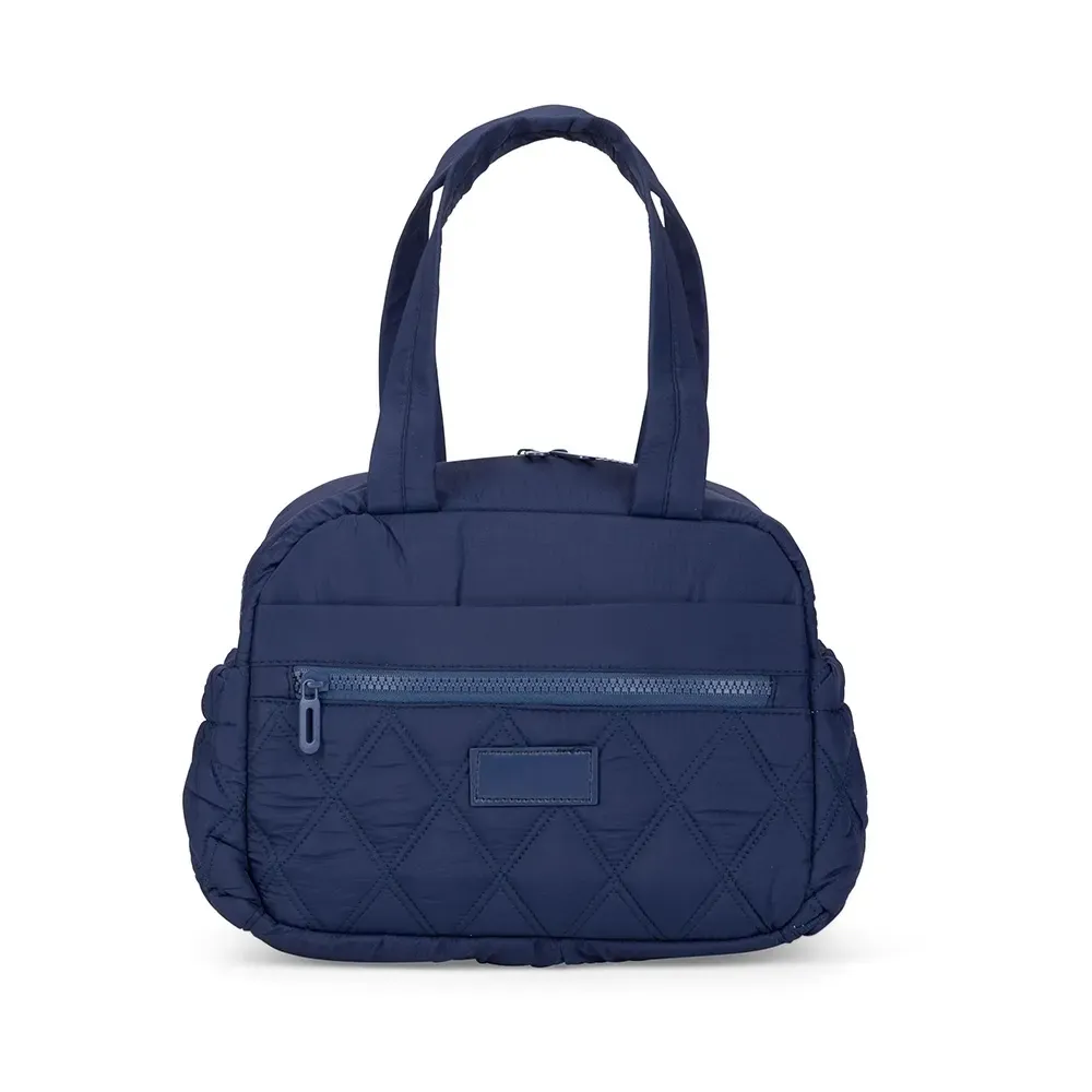 Bolsa Térmica de Poliéster 7L com Plaquinha em Couro Sintético Personalizada, cor azul