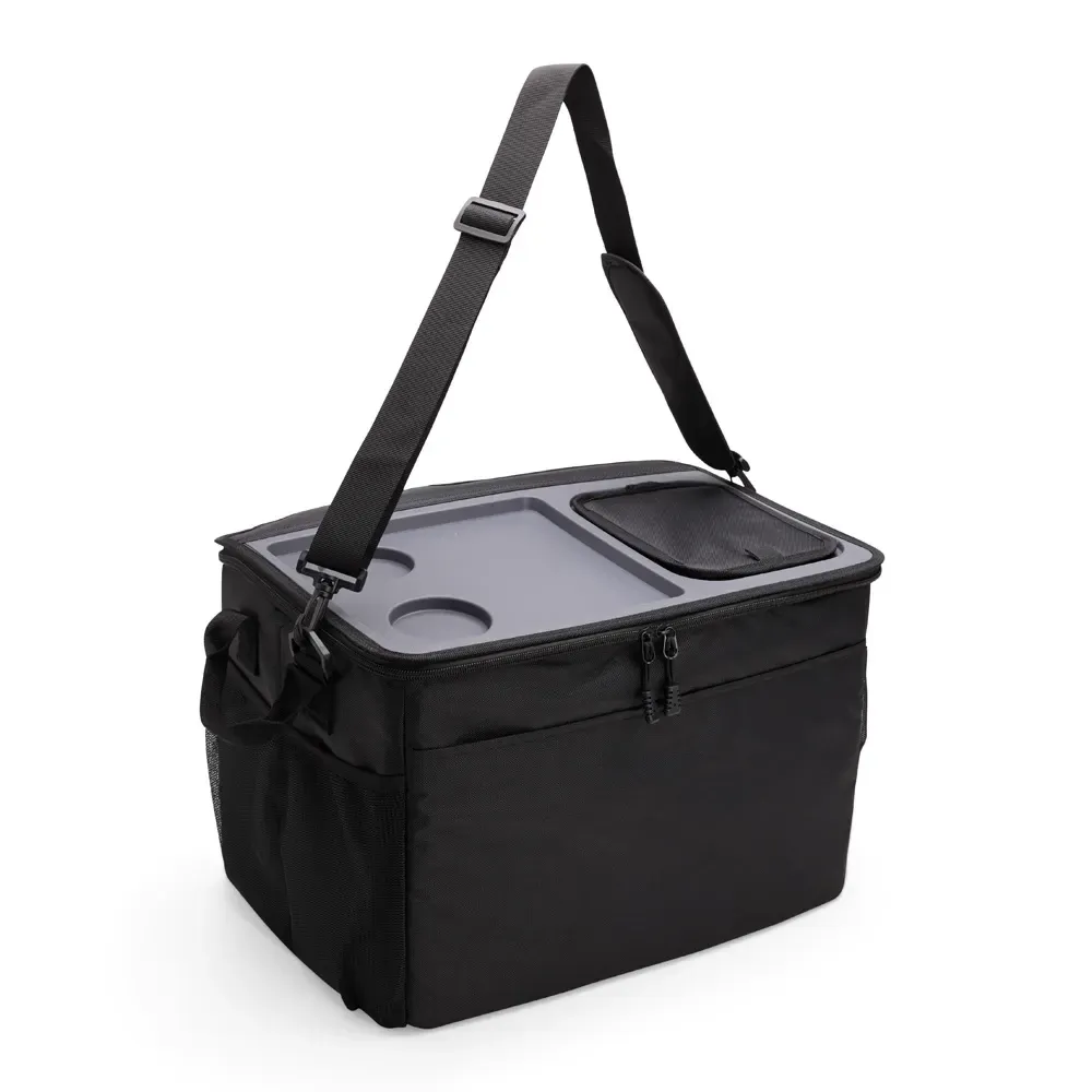 Bolsa Térmica de Poliéster 840D 33 Litros Dobrável Personalizada, cor preto