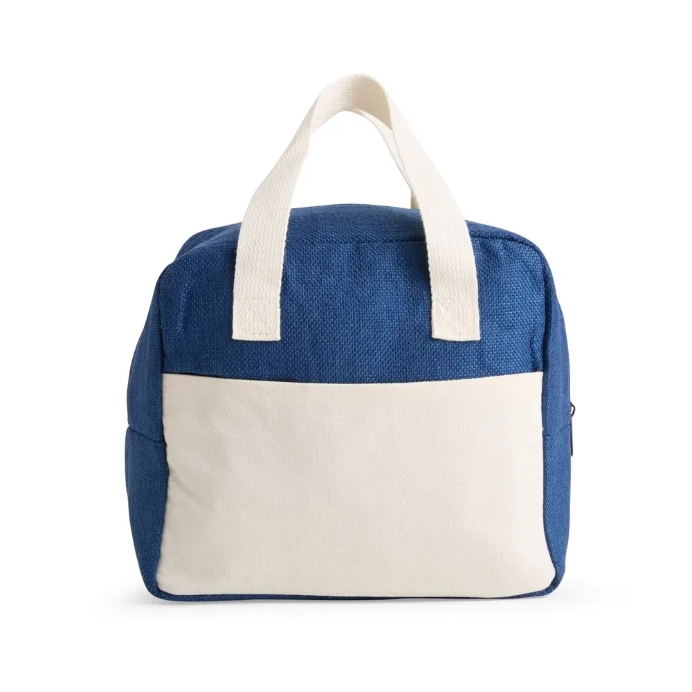 Bolsa Térmica de Poliéster 8L com Bolso Frontal Personalizada, cor azul