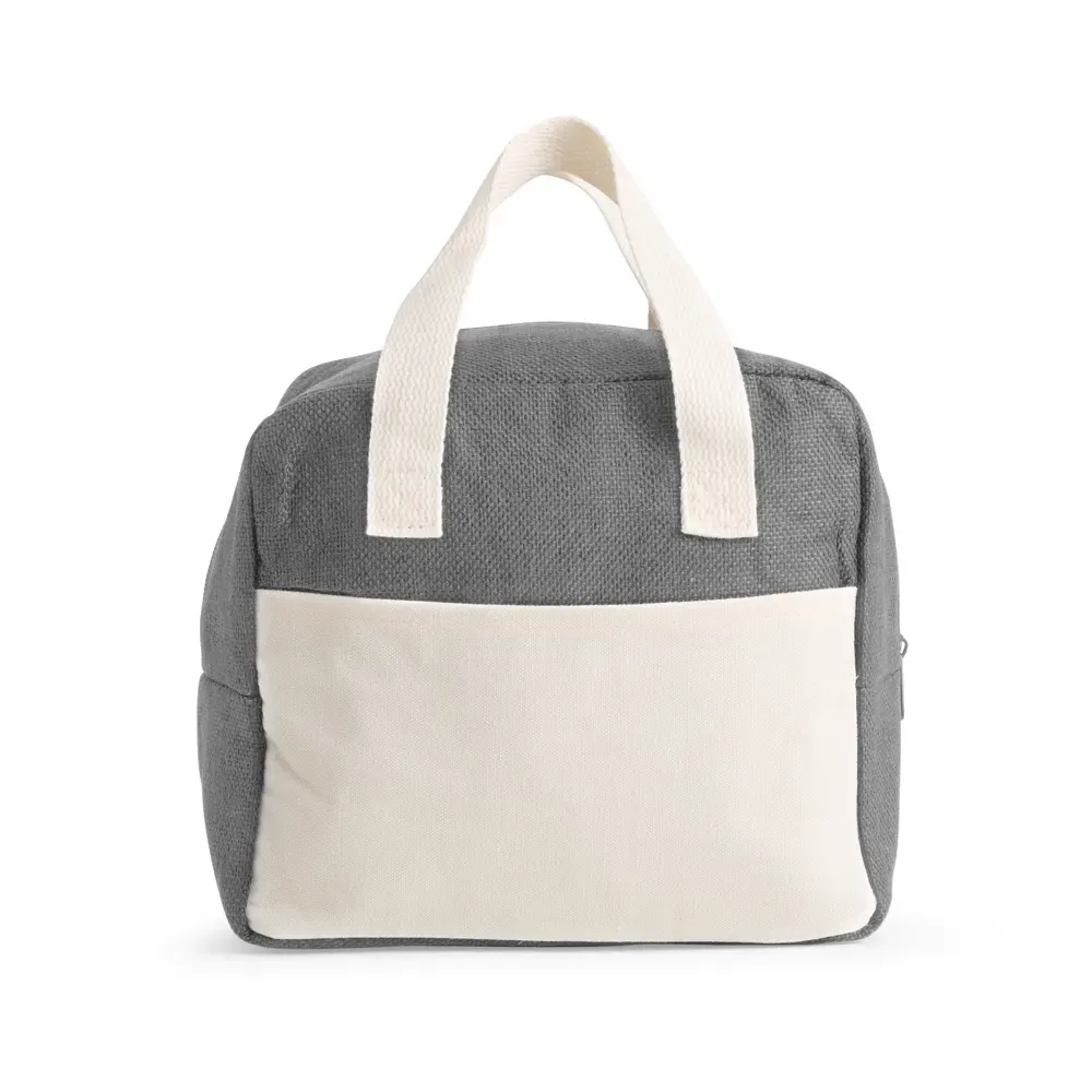Bolsa Térmica de Poliéster 8L com Bolso Frontal Personalizada, cor cinza