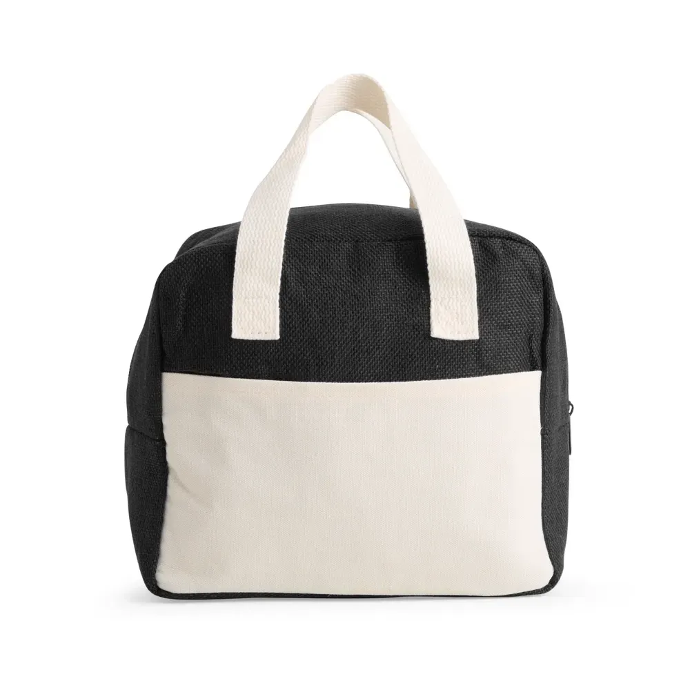 Bolsa Térmica de Poliéster 8L com Bolso Frontal Personalizada, cor preto