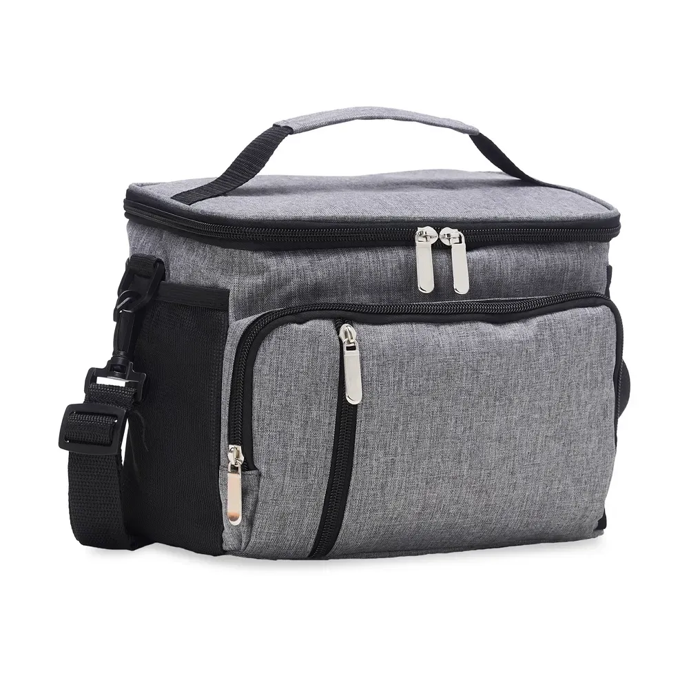 Bolsa térmica personalizada de poliéster, 9 litros, cor cinza