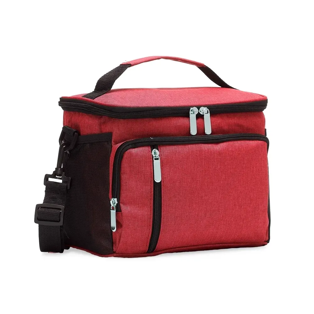 Bolsa térmica personalizada de poliéster, 9 litros, cor vermelha