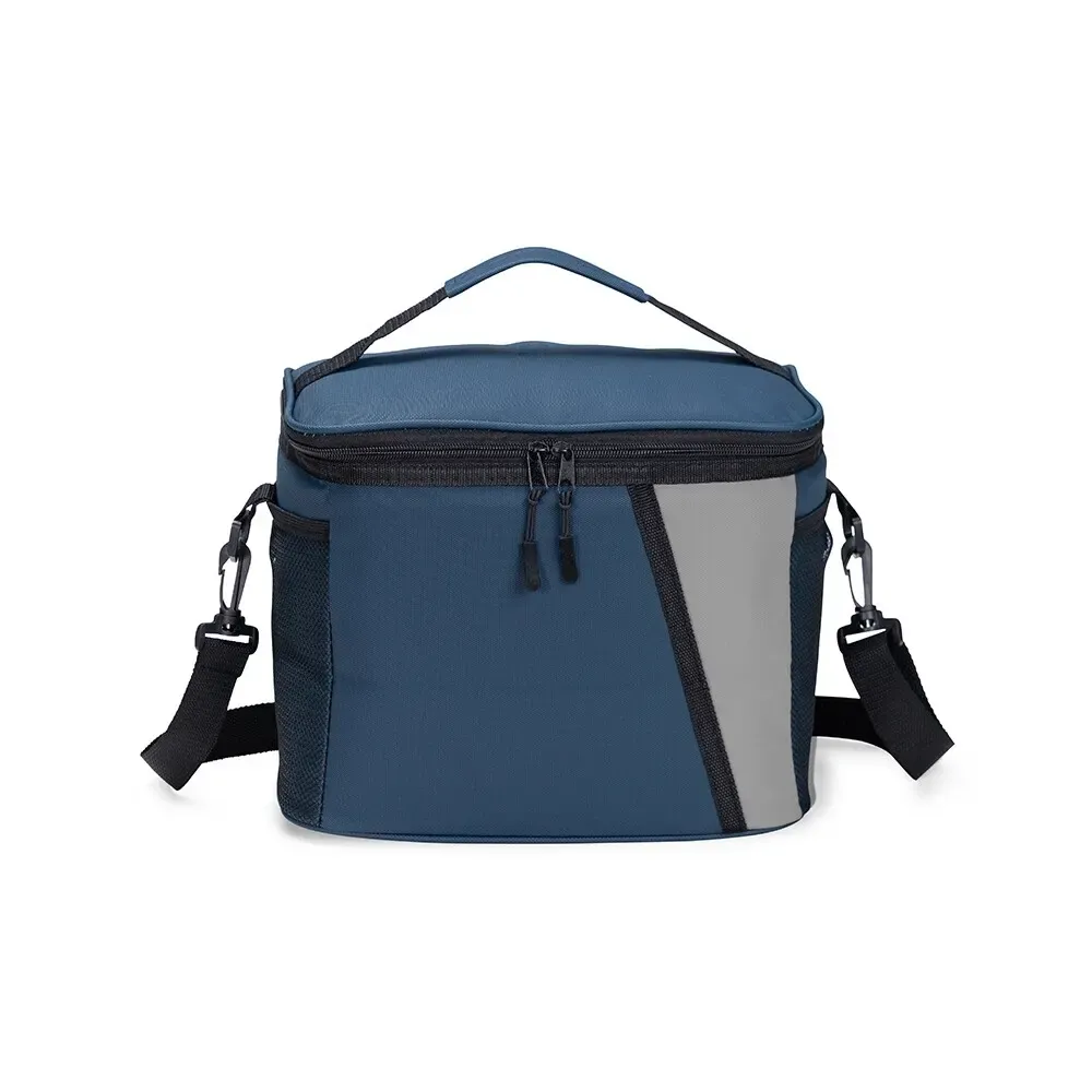 Bolsa Térmica de Poliéster e PVC 12L com Bolsos Laterais Personalizada, cor azul