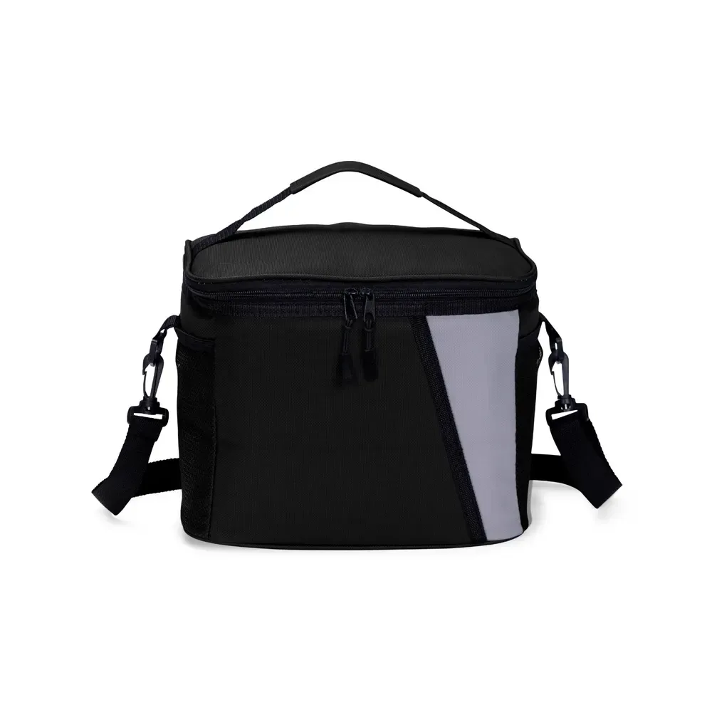 Bolsa Térmica de Poliéster e PVC 12L com Bolsos Laterais Personalizada, cor preto