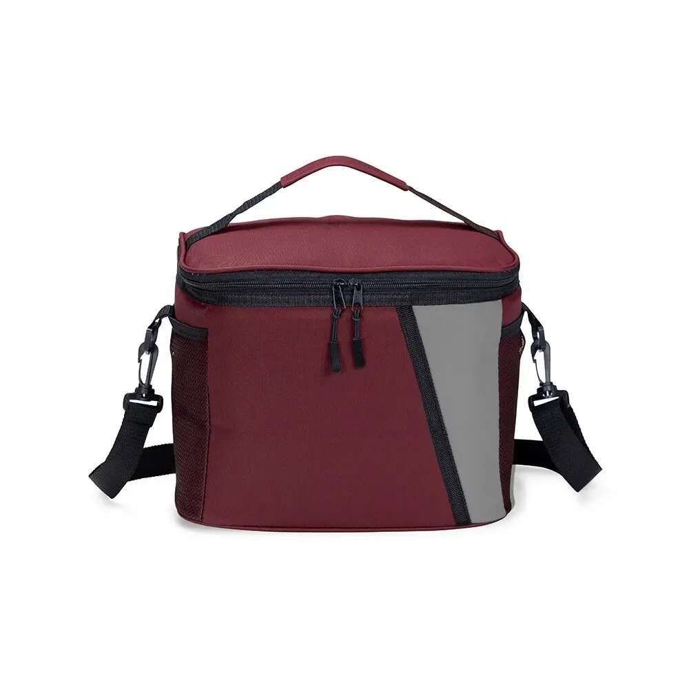 Bolsa Térmica de Poliéster e PVC 12L com Bolsos Laterais Personalizada, cor vermelho