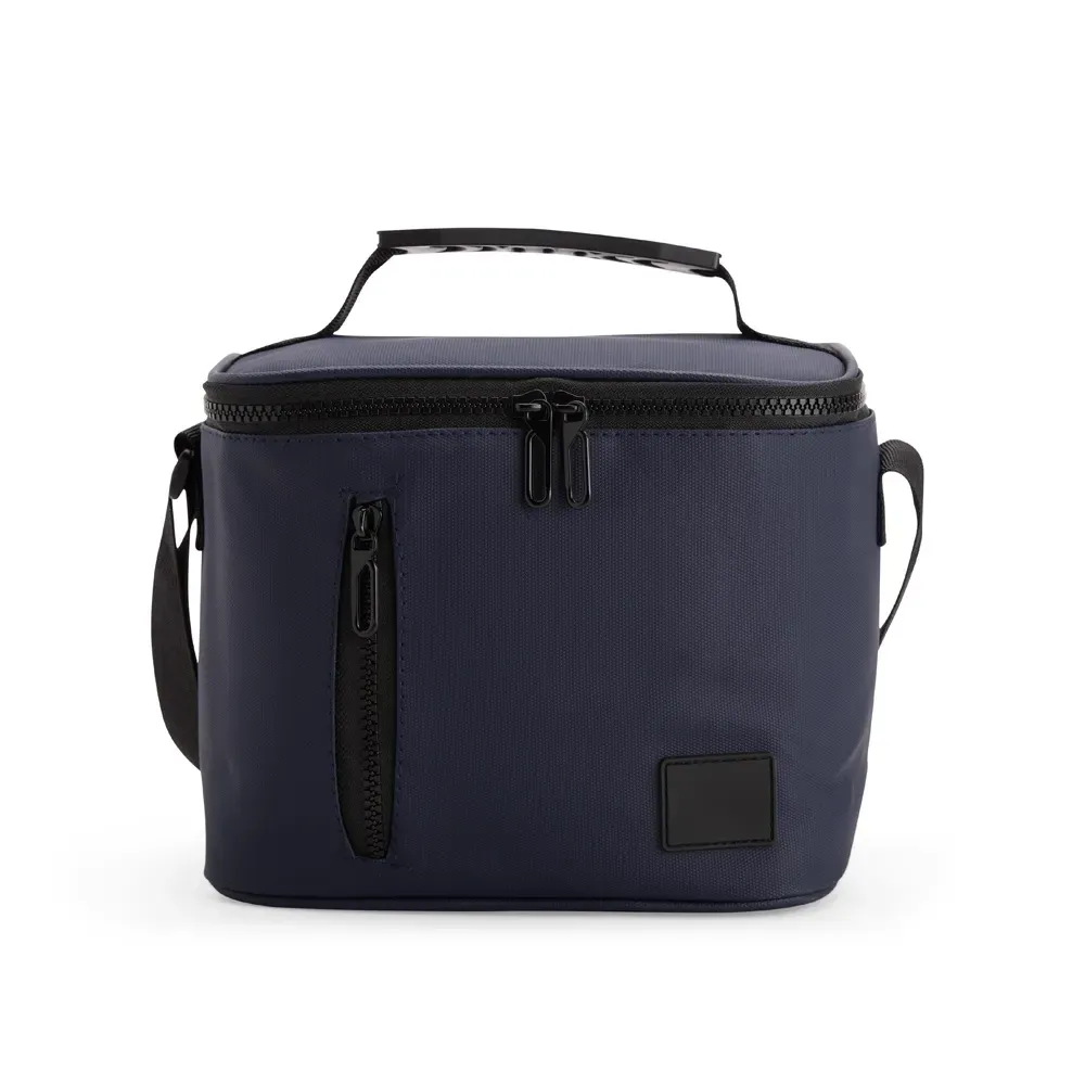 Bolsa Térmica de Poliéster e PVC 6L com Placa Emborrachada Personalizada, cor azul escuro