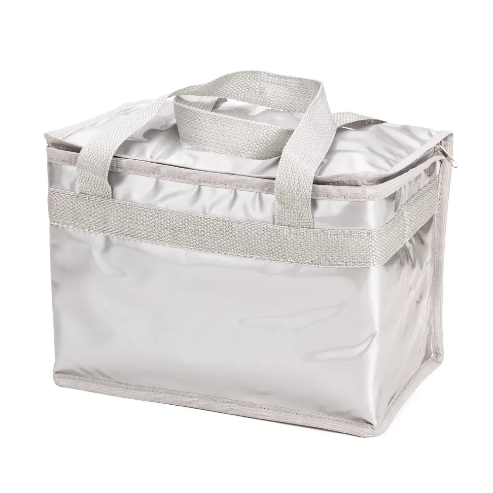 Bolsa térmica personalizada de PVC laminado 13 litros, cor prata