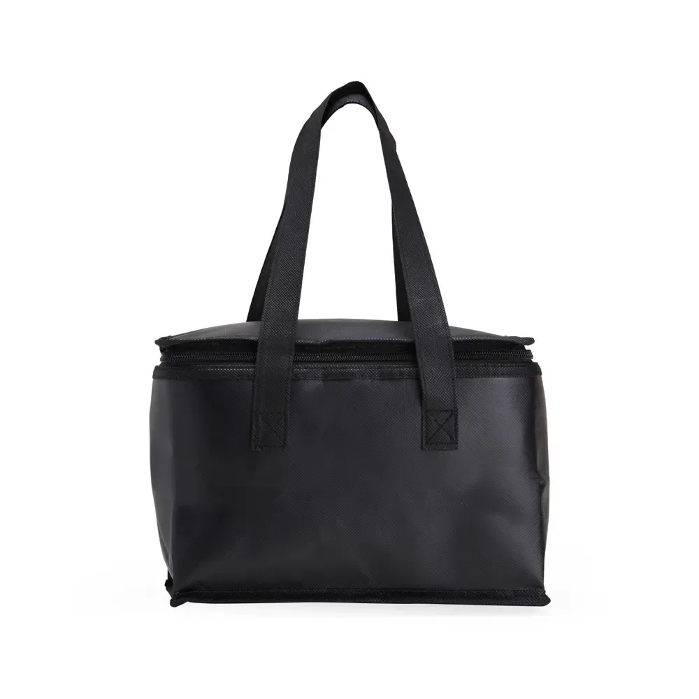 Bolsa térmica personalizada de TNT, 6 litros, cor preta