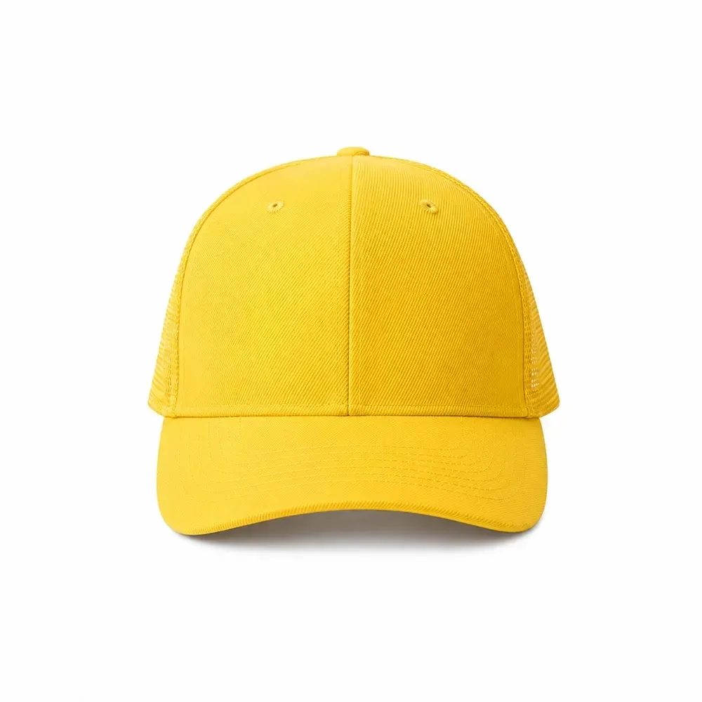 Boné poliéster aba curva com tela personalizado, cor amarelo