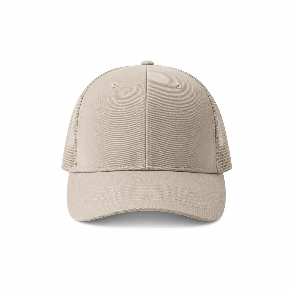 Boné poliéster aba curva com tela personalizado, cor bege