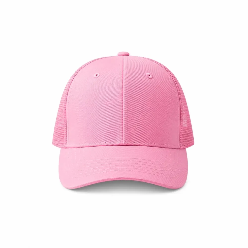 Boné poliéster aba curva com tela personalizado, cor rosa claro