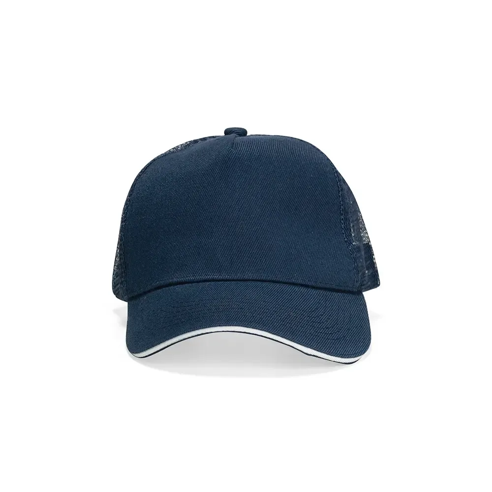 Boné poliéster aba curva com tela personalizado, cor azul escuro