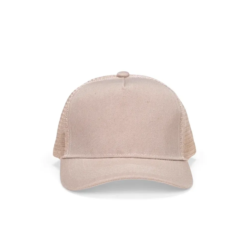 Boné poliéster aba curva com tela personalizado, cor bege