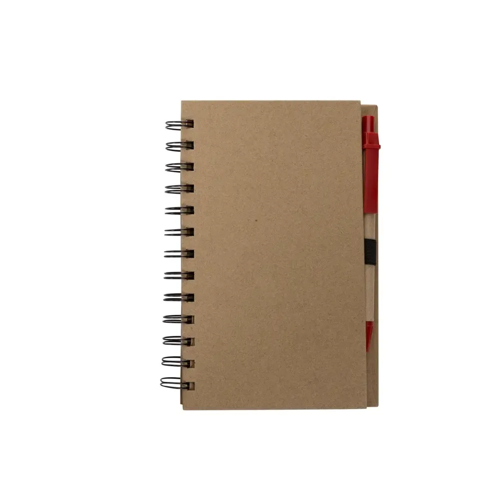 Caderneta personalizada com porta-cartão e caneta vermelho