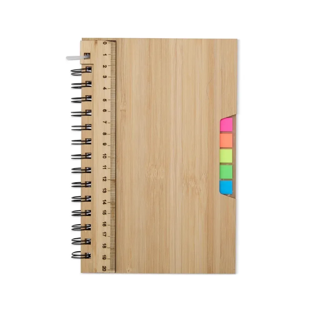 Caderno A5 Bambu com Régua e Marcadores personalizado