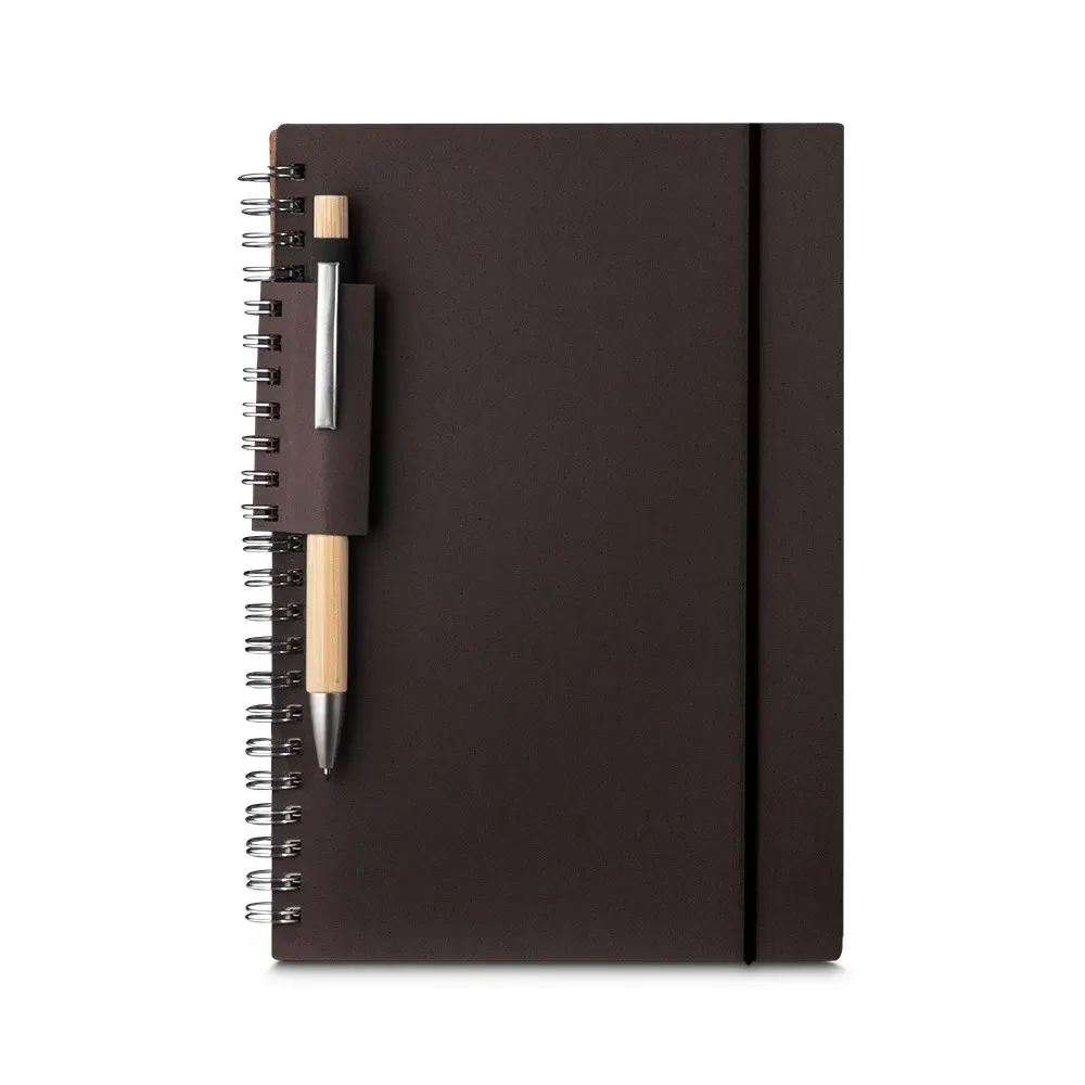 Caderno A5 Papel Reciclado com Elástico personalizado marrom