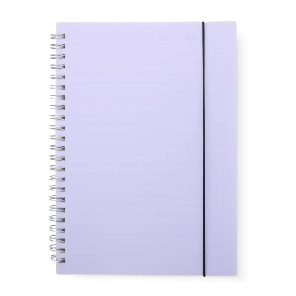 Caderno A5 Plástico com Elástico personalizado lilás