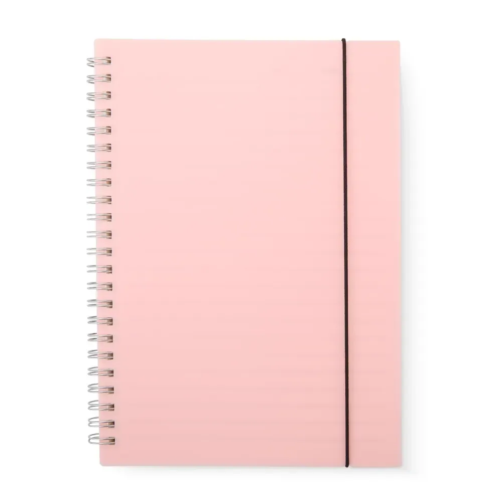 Caderno A5 Plástico com Elástico personalizado rosa