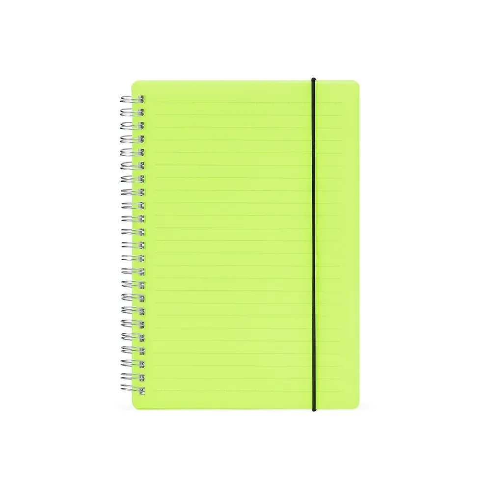 Caderno A5 Plástico com Elástico personalizado verde