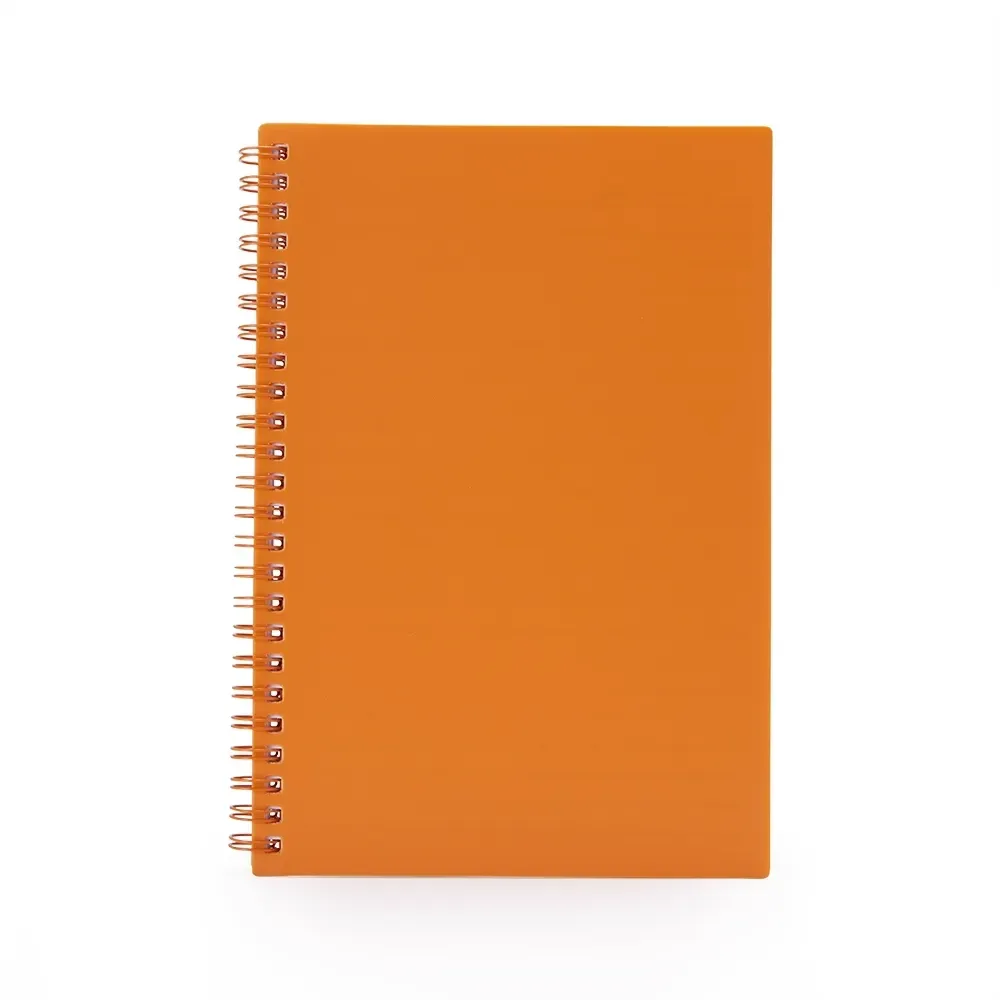 Caderno A5 Plástico com Wire-o personalizado laranja