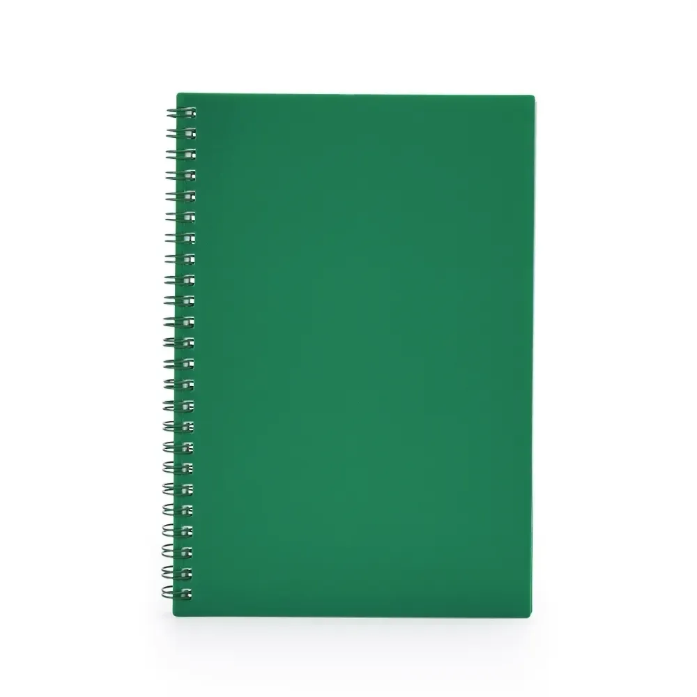 Caderno A5 Plástico com Wire-o personalizado verde escuro